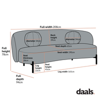 Amboise 3-Seater Curved Sofa with Ball Cushions, Spruce Green Textured Fabric
