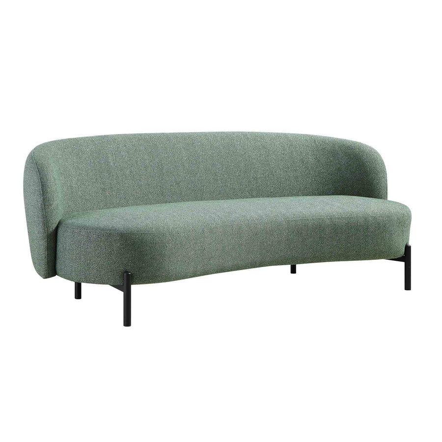 Amboise 3-Seater Curved Sofa with Ball Cushions, Spruce Green Textured Fabric