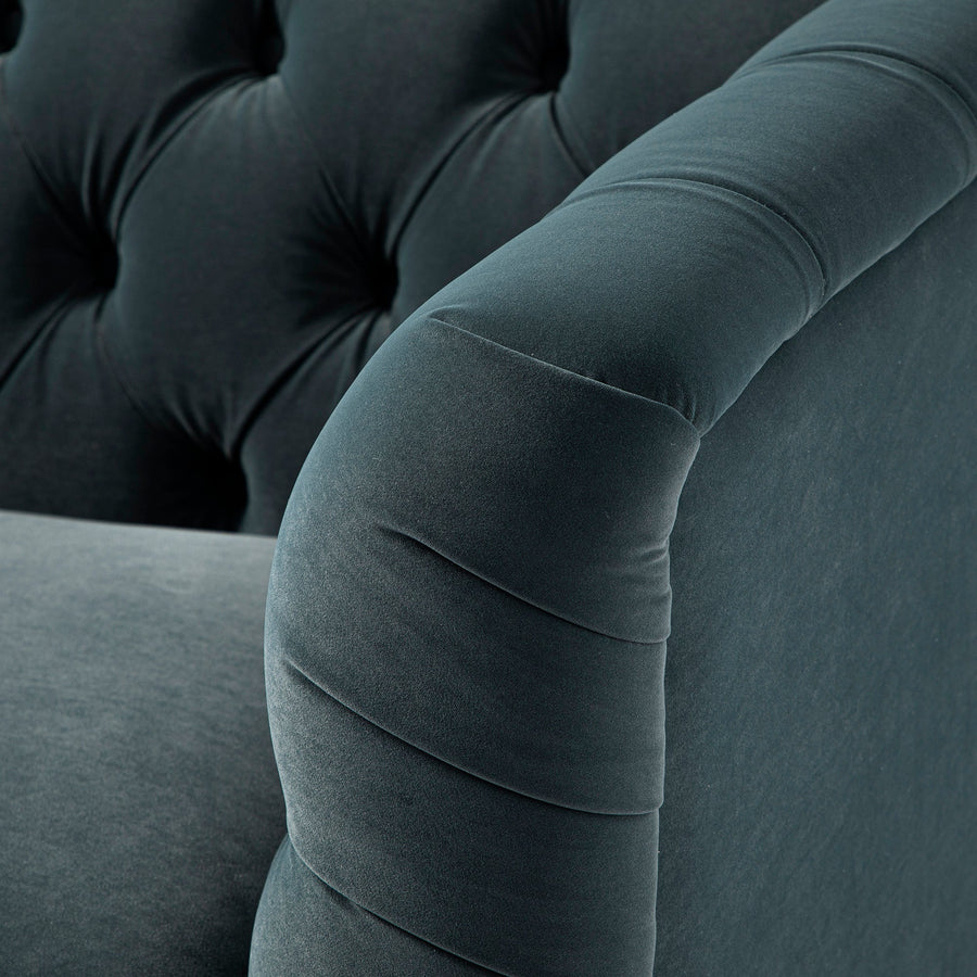 Ashby Chesterfield Large 3-Seater Sofa, Aegean Blue Velvet