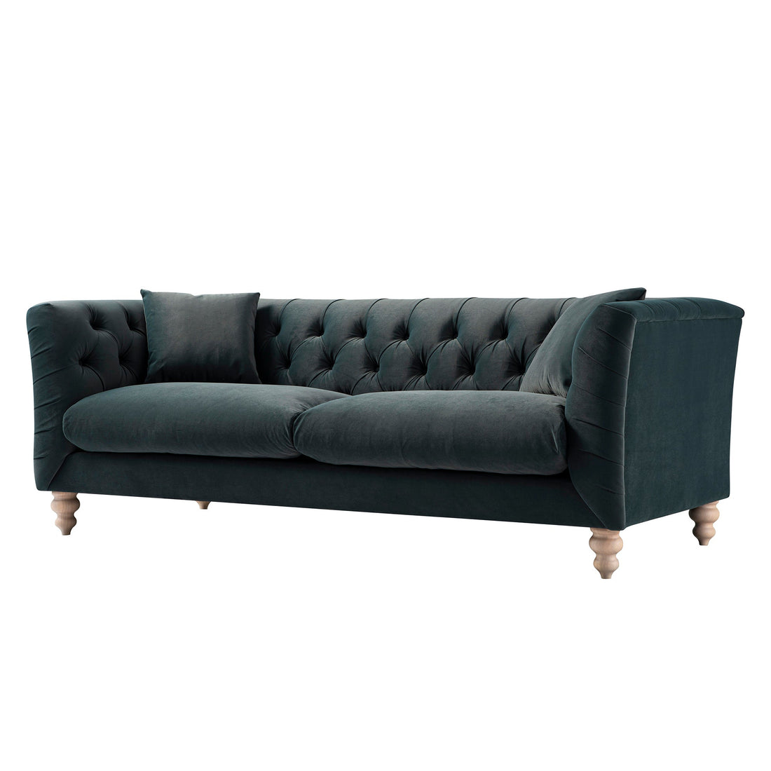 Ashby Chesterfield Large 3-Seater Sofa, Aegean Blue Velvet