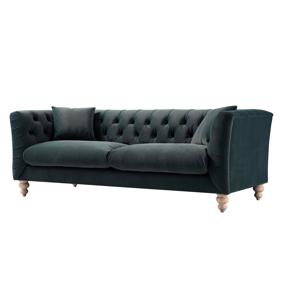Ashby Chesterfield Large 3-Seater Sofa, Aegean Blue Velvet