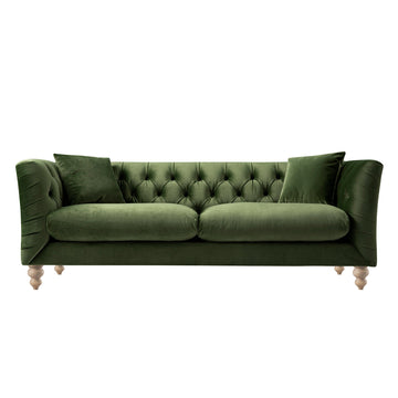 Ashby Chesterfield Large 3-Seater Sofa, Fern Green Velvet