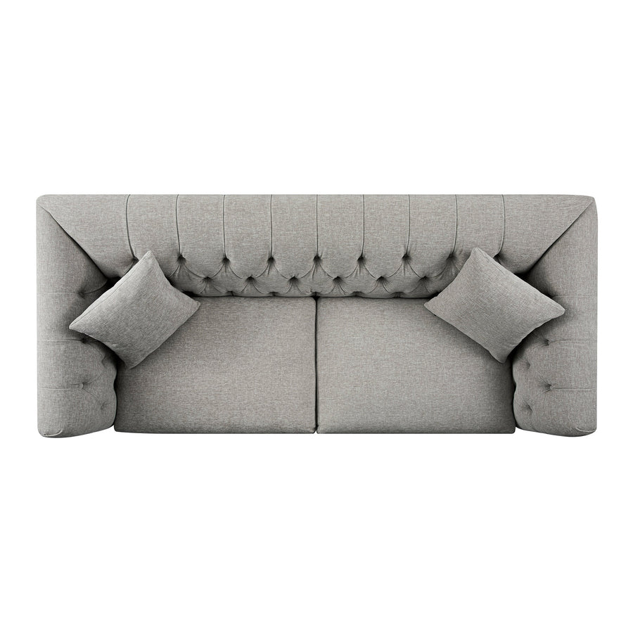 Ashby Chesterfield Large 3-Seater Sofa, Mist Grey Chenille