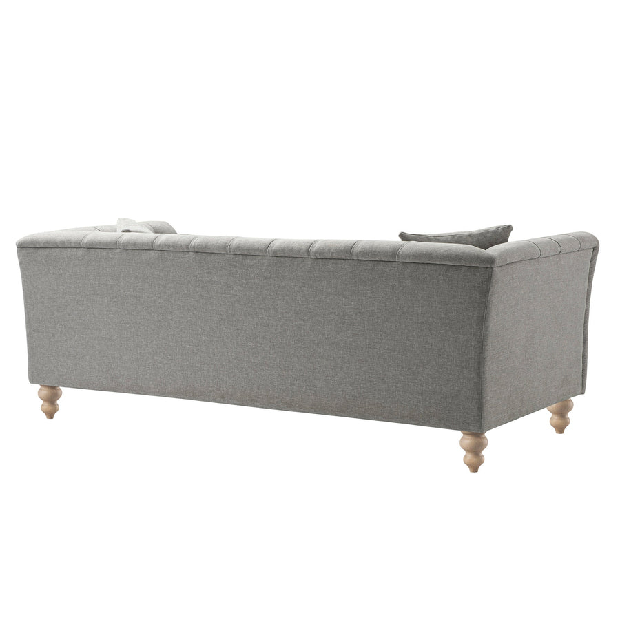 Ashby Chesterfield Large 3-Seater Sofa, Mist Grey Chenille