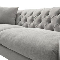 Ashby Chesterfield Large 3-Seater Sofa, Mist Grey Chenille
