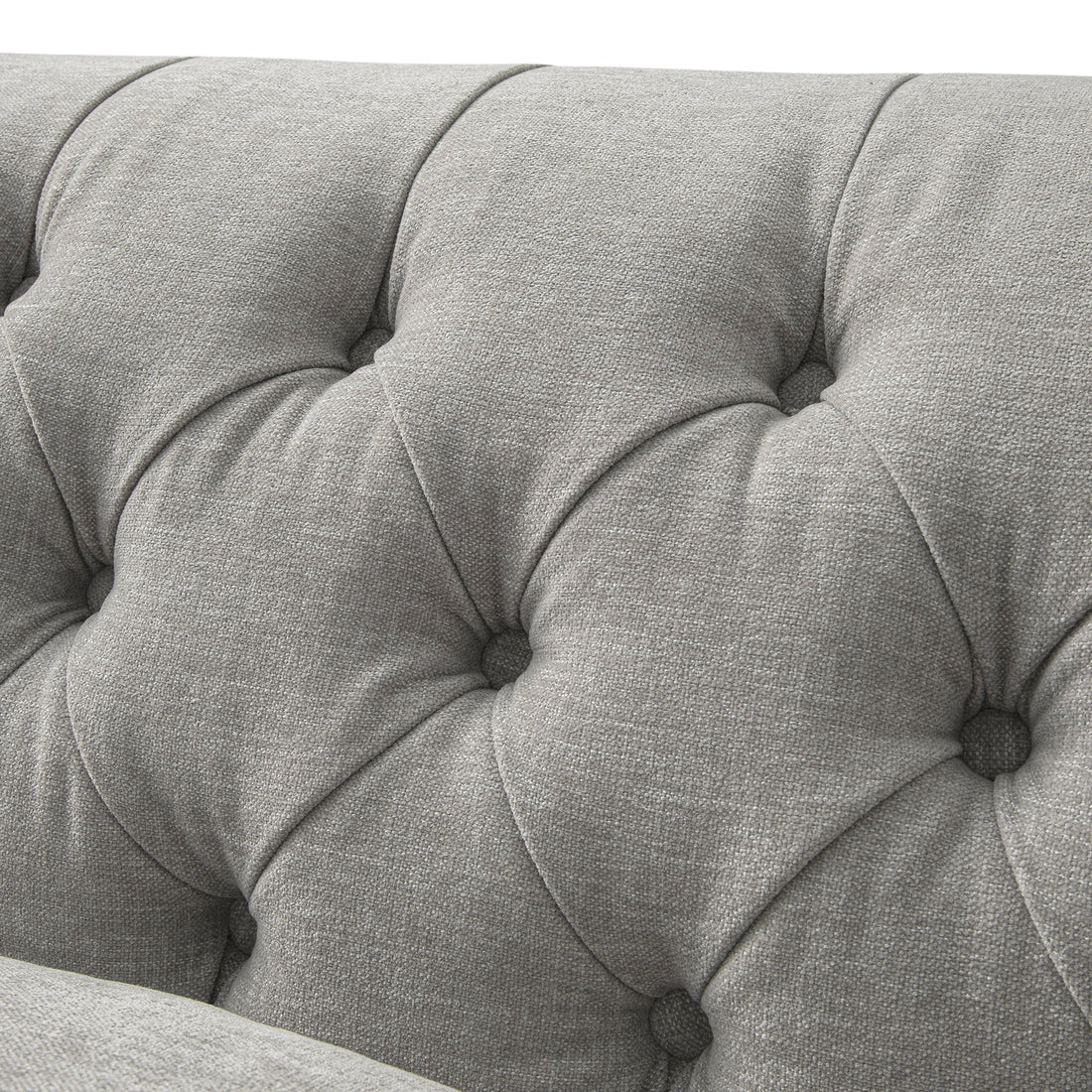 Ashby Chesterfield Large 3-Seater Sofa, Mist Grey Chenille