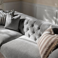 Ashby Chesterfield Large 3-Seater Sofa, Mist Grey Chenille