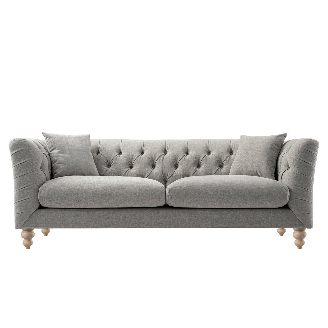 Ashby Chesterfield Large 3-Seater Sofa, Mist Grey Chenille