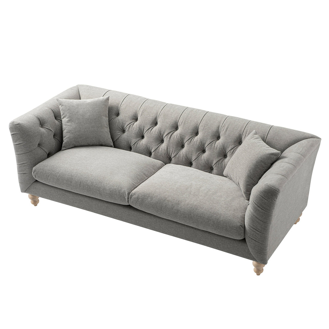 Ashby Chesterfield Large 3-Seater Sofa, Mist Grey Chenille