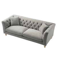 Ashby Chesterfield Large 3-Seater Sofa, Mist Grey Chenille