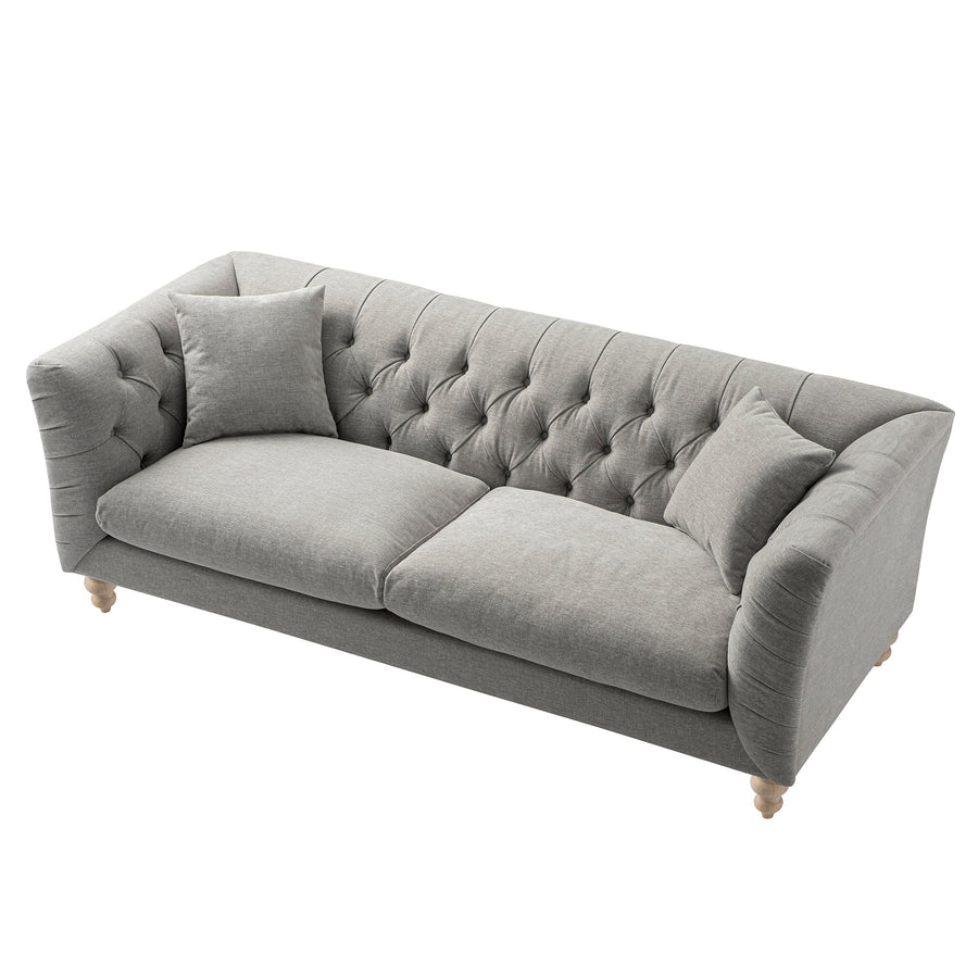 Ashby Chesterfield Large 3-Seater Sofa, Mist Grey Chenille