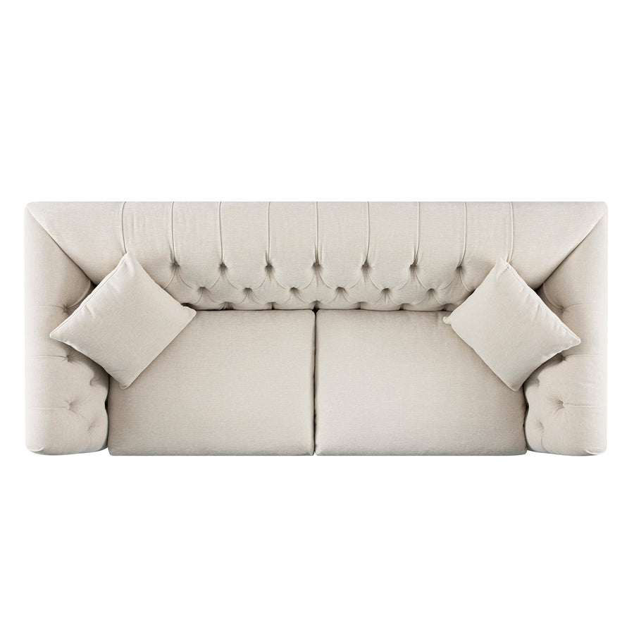 Ashby Chesterfield Large 3-Seater Sofa, Oatmeal Chenille