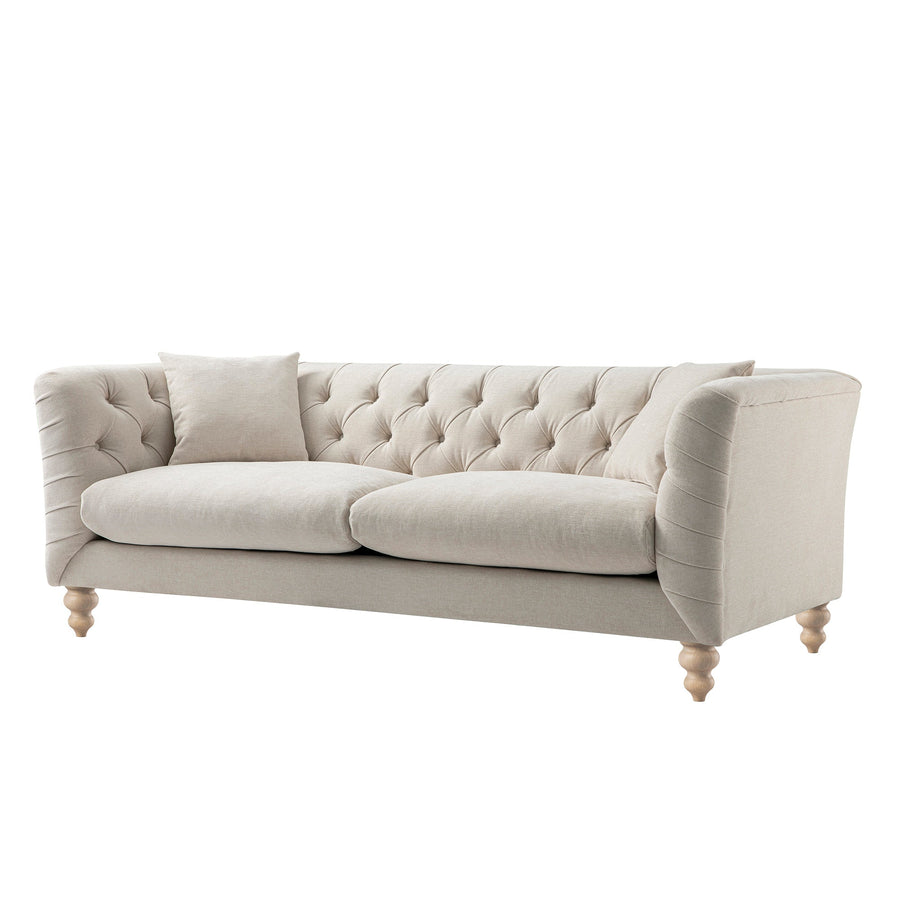 Ashby Chesterfield Large 3-Seater Sofa, Oatmeal Chenille