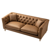 Ashby Chesterfield Large 3-Seater Sofa, Tan Faux Leather