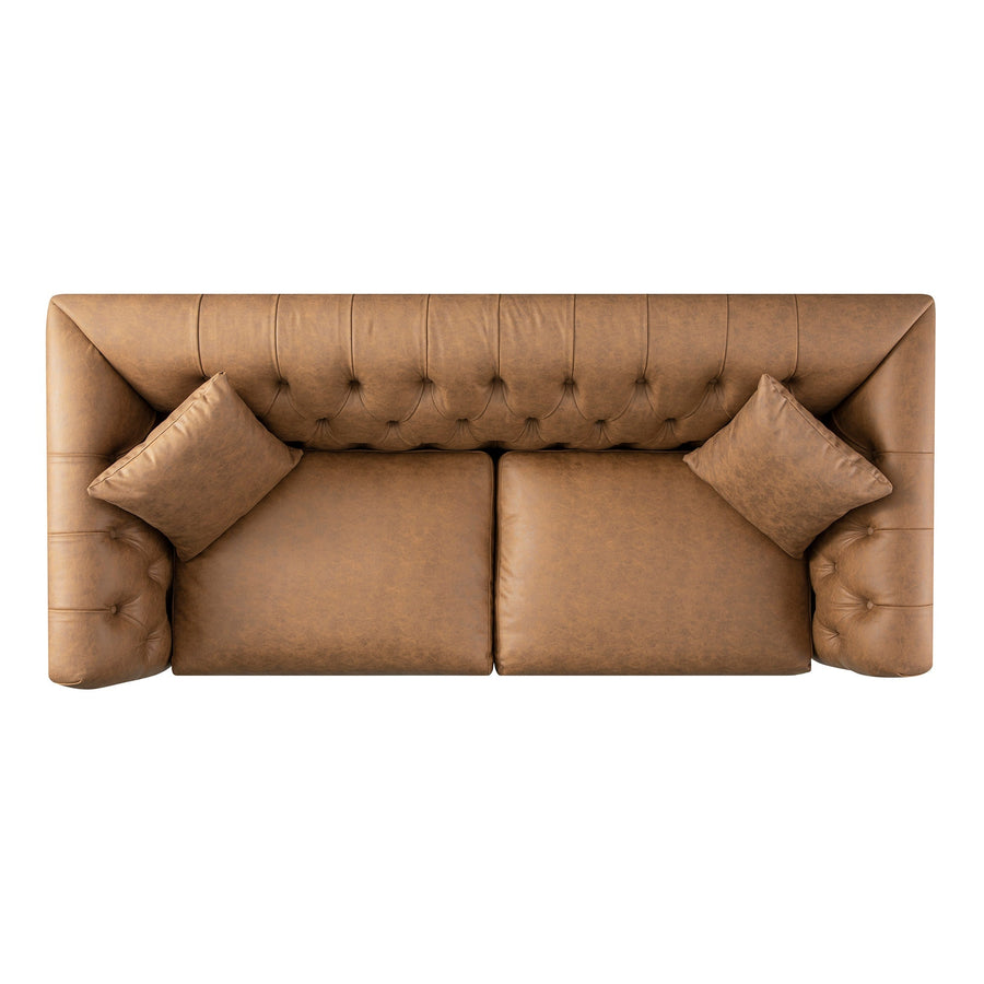 Ashby Chesterfield Large 3-Seater Sofa, Tan Faux Leather