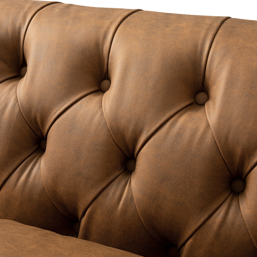 Ashby Chesterfield Large 3-Seater Sofa, Tan Faux Leather