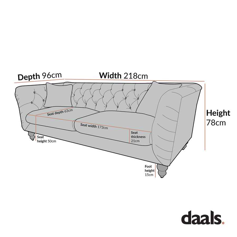 Ashby Chesterfield Large 3-Seater Sofa, Taupe Chenille