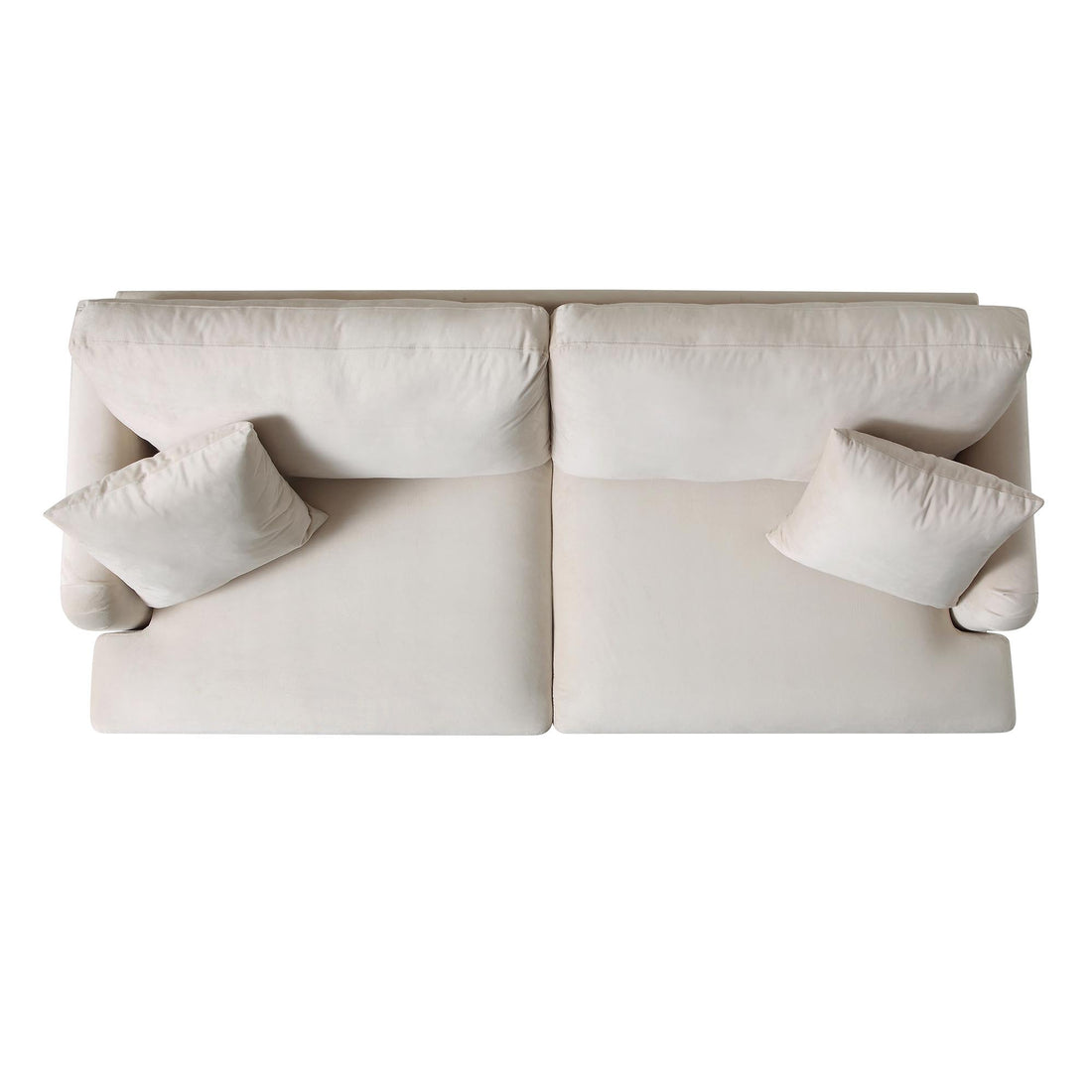 Brigette 3-Seater Beige Velvet Sofa with Antique Brass Castor Legs