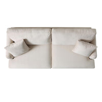 Brigette 3-Seater Beige Velvet Sofa with Antique Brass Castor Legs