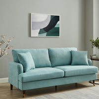 Brigette 3-Seater Mint Soft Brushed Sofa with Antique Brass Castor Legs