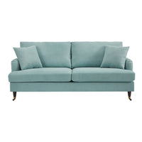 Brigette 3-Seater Mint Soft Brushed Sofa with Antique Brass Castor Legs