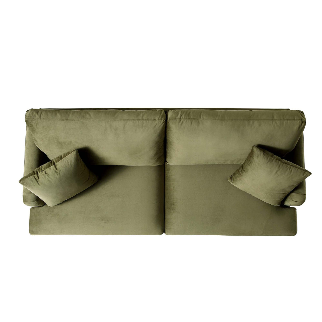 Brigette 3-Seater Olive Green Velvet Sofa with Antique Brass Castor Legs