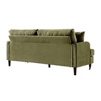 Brigette 3-Seater Olive Green Velvet Sofa with Antique Brass Castor Legs