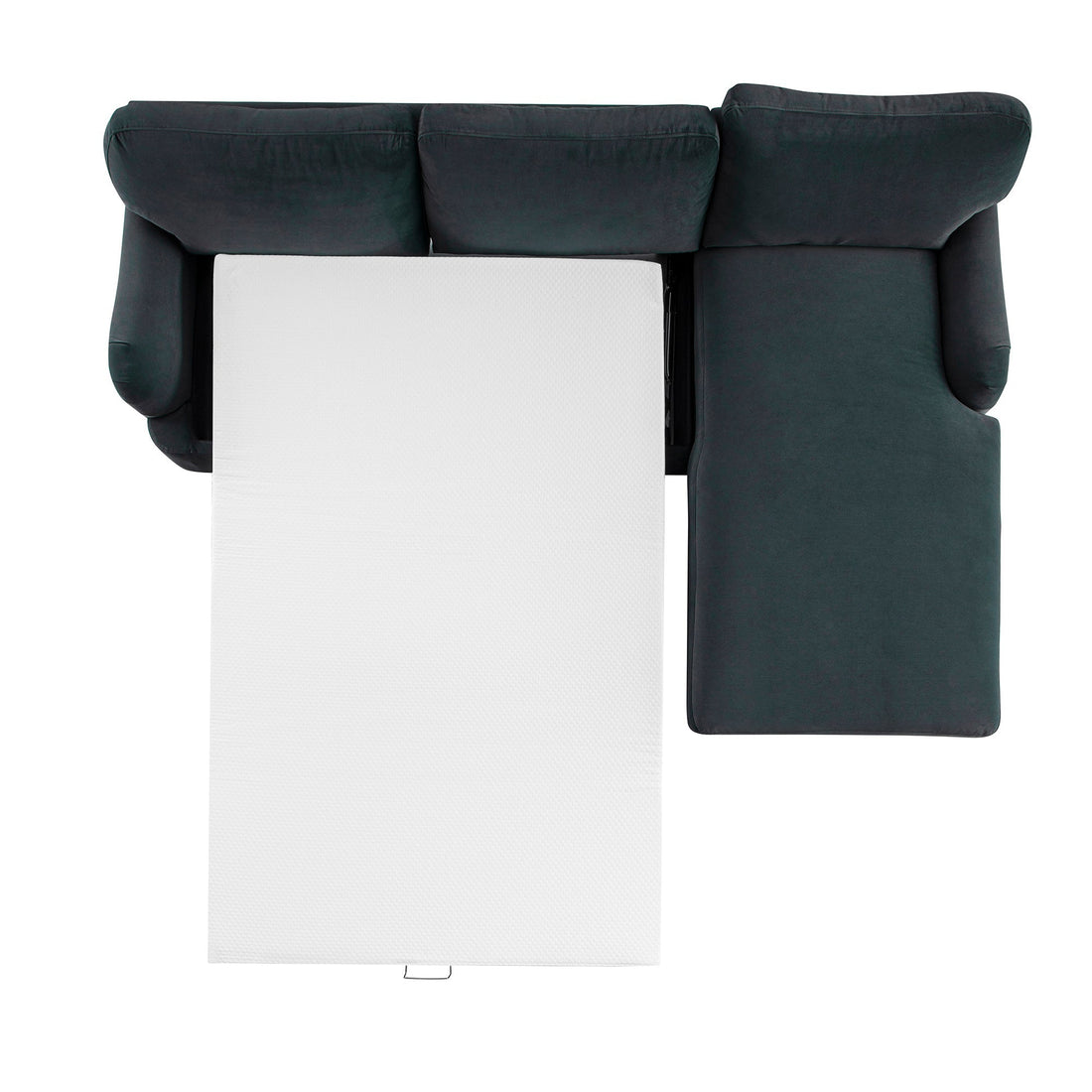 Daphnis Aegean Blue Velvet Sofa, Grande Chaise Right Hand Facing