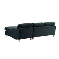 Daphnis Aegean Blue Velvet Sofa, Grande Chaise Right Hand Facing