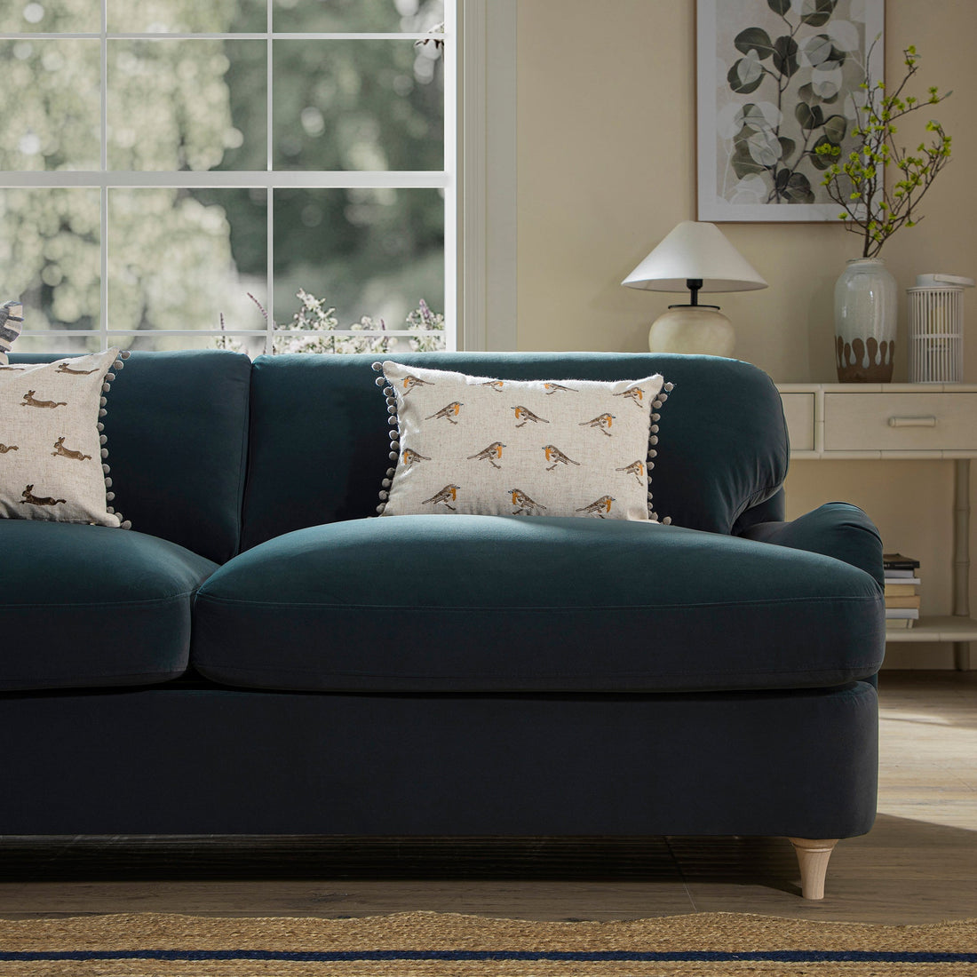 Daphnis Aegean Blue Velvet Sofa Large 3-Seater