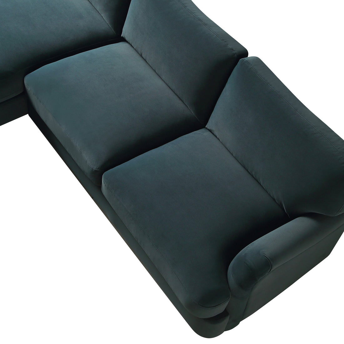 Daphnis Aegean Blue Velvet Sofa, Grande Chaise Sofa Left Hand Facing