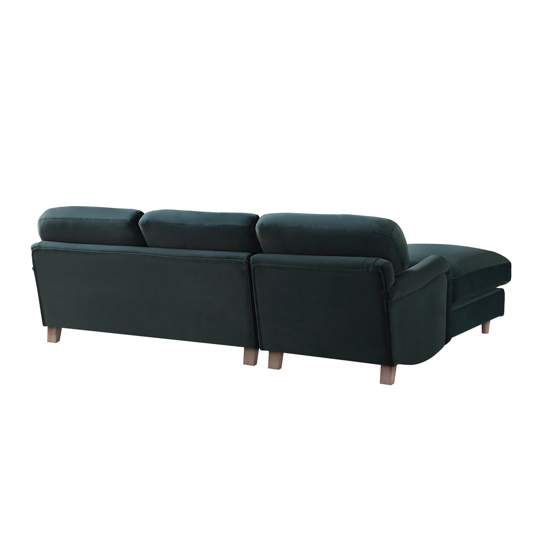 Daphnis Aegean Blue Velvet Sofa, Grande Chaise Sofa Left Hand Facing