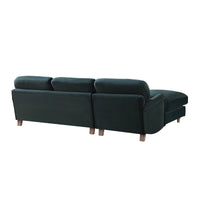Daphnis Aegean Blue Velvet Sofa, Grande Chaise Sofa Left Hand Facing