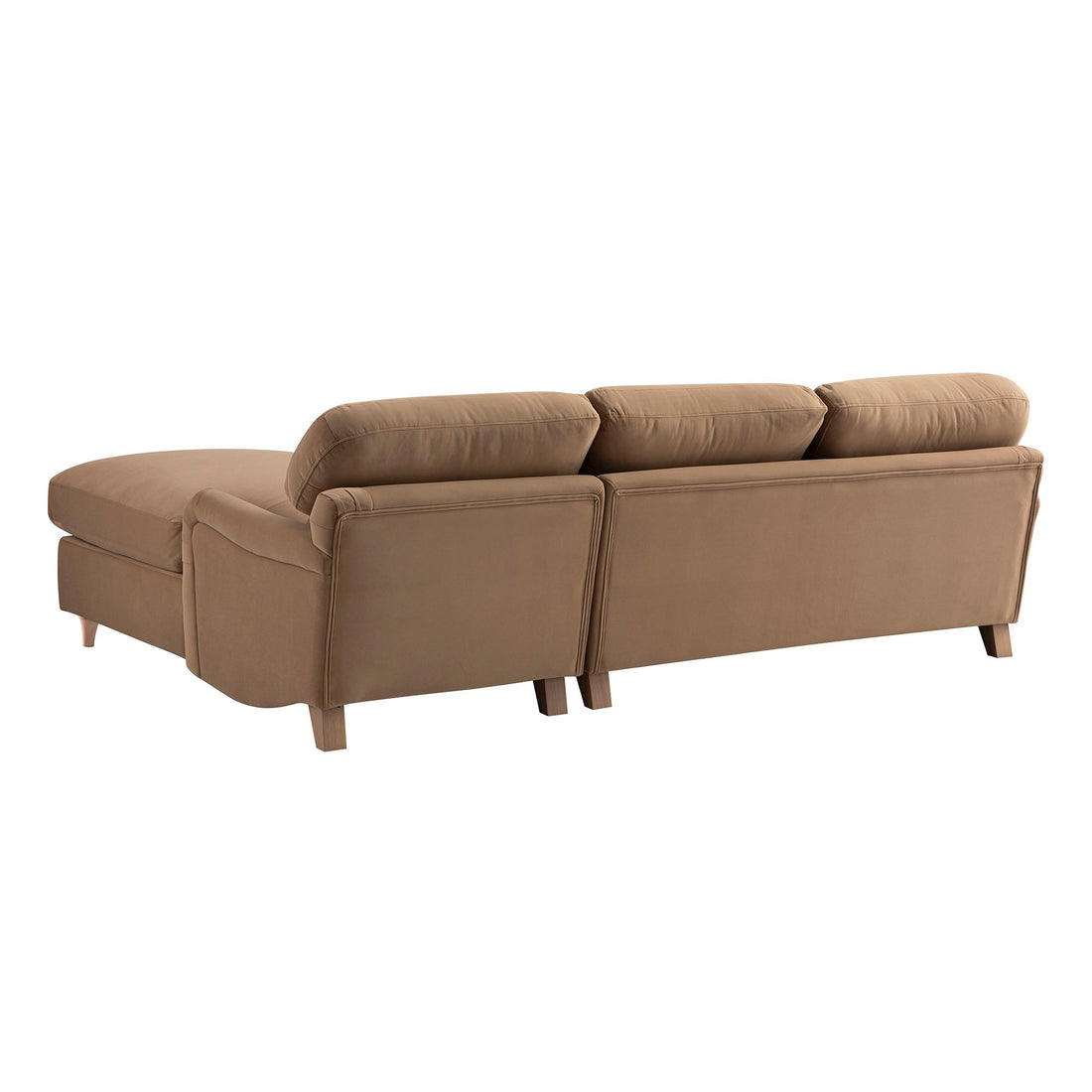 Daphnis Camel Velvet Sofa, Grande Chaise Right Hand Facing