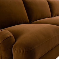 Daphnis Cinnamon Velvet Sofa, Grande Chaise Sofa Right Hand Facing