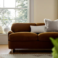 Daphnis Cinnamon Velvet Sofa, Grande Chaise Sofa Right Hand Facing