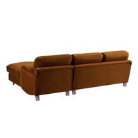 Daphnis Cinnamon Velvet Sofa, Grande Chaise Sofa Right Hand Facing
