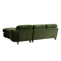 Daphnis Fern Green Velvet Sofa, Grande Chaise Right Hand Facing
