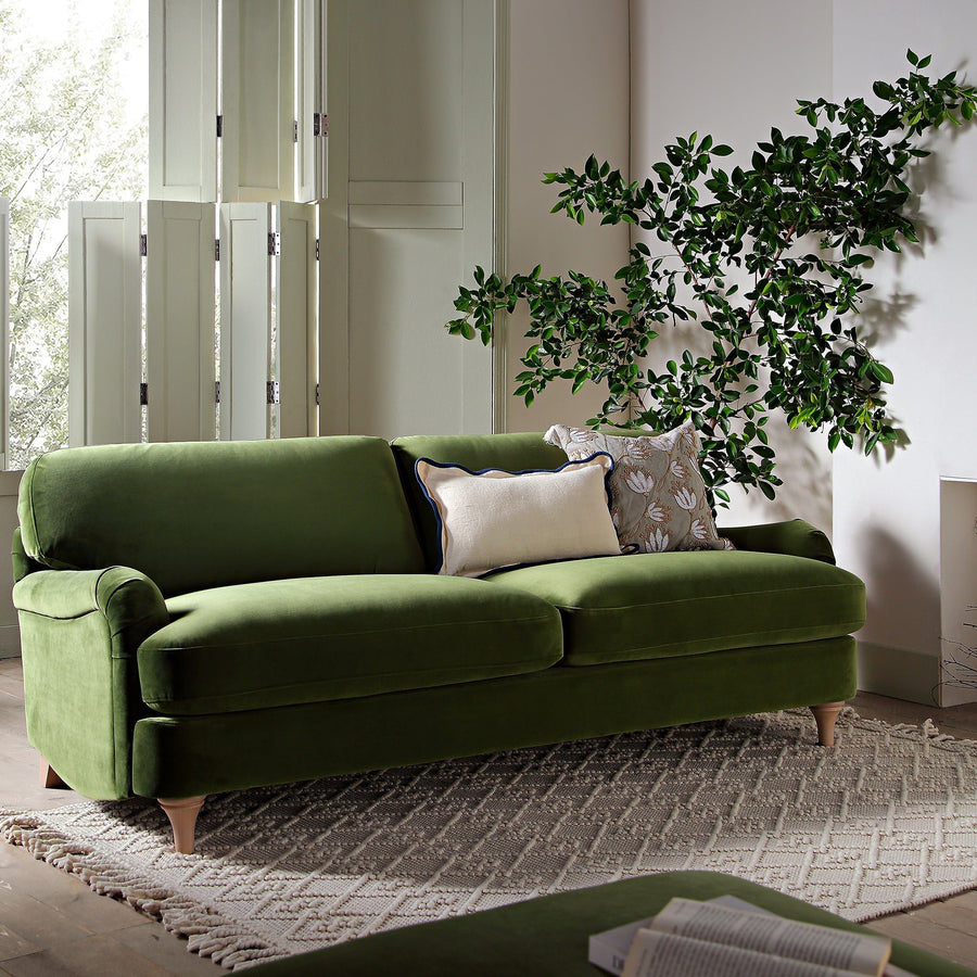 Daphnis Fern Green Velvet Sofa 3-Seater