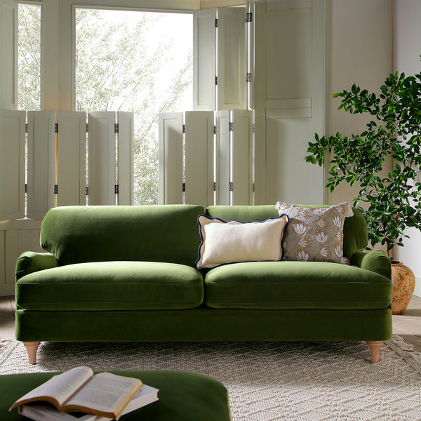 Daphnis Fern Green Velvet Sofa 3-Seater