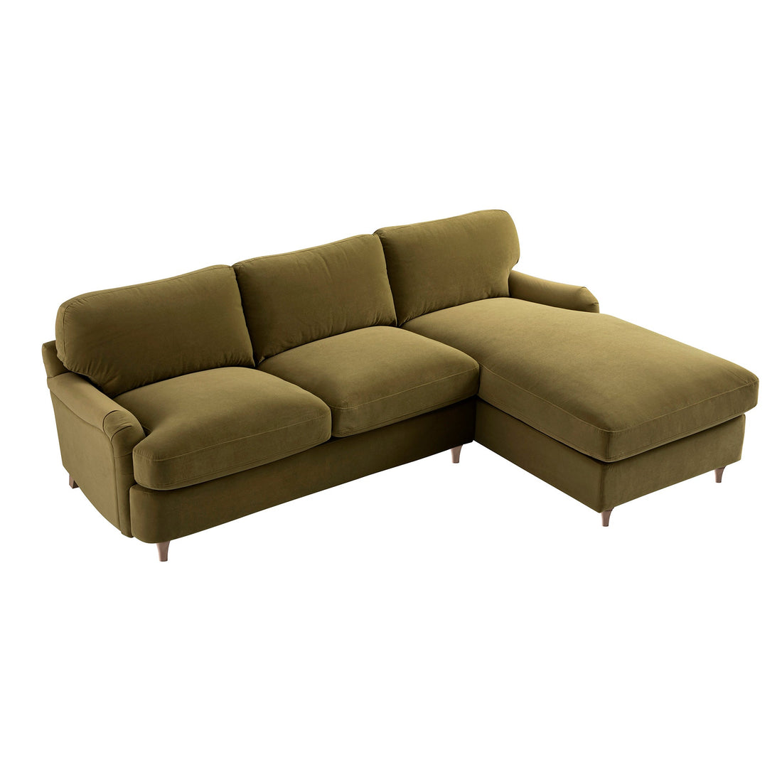 Daphnis Fudge Velvet Sofa, Grande Chaise Right Hand Facing