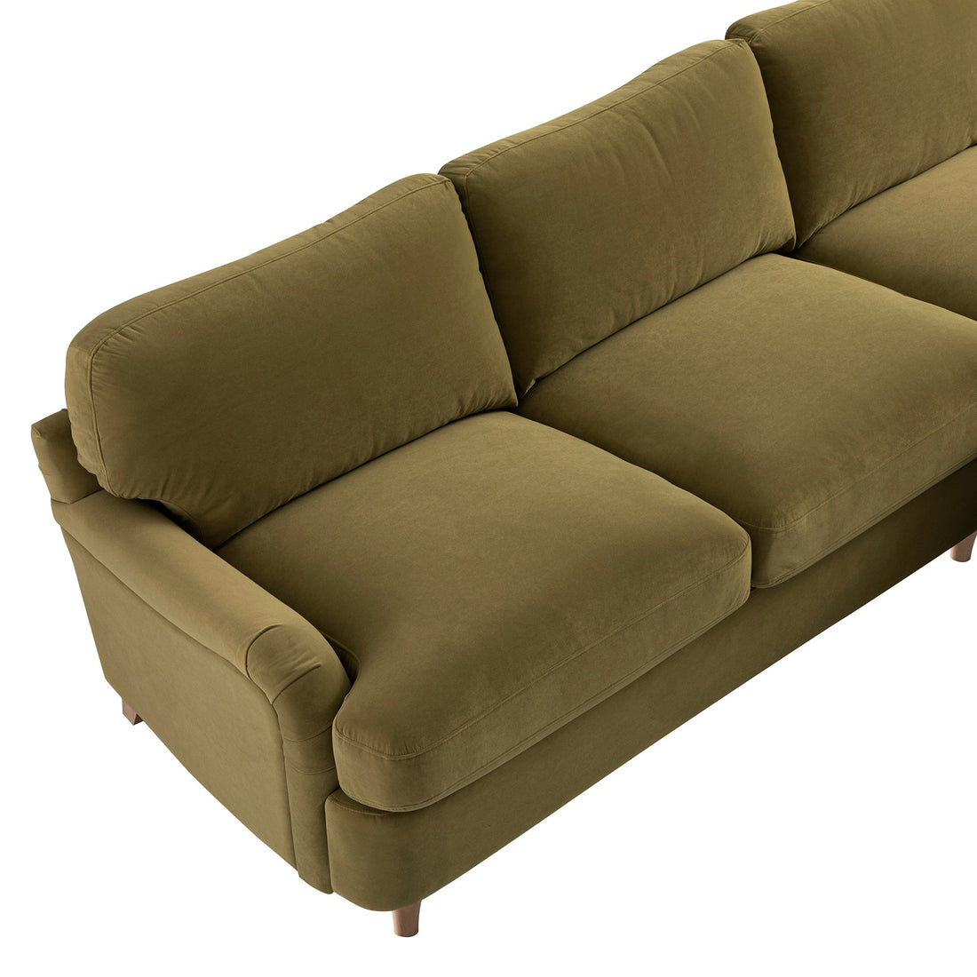 Daphnis Fudge Velvet Sofa, Grande Chaise Right Hand Facing