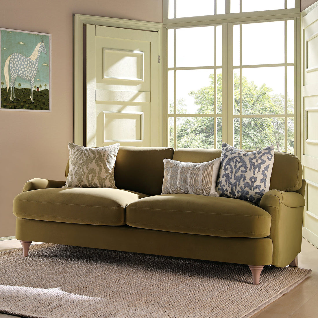 Daphnis Fudge Velvet Sofa 3-Seater
