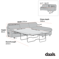 Daphnis Oatmeal Fabric Sofa, Grande Chaise Right Hand Facing