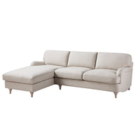 Daphnis Oatmeal Fabric Sofa, Grande Chaise Sofa Left Hand Facing