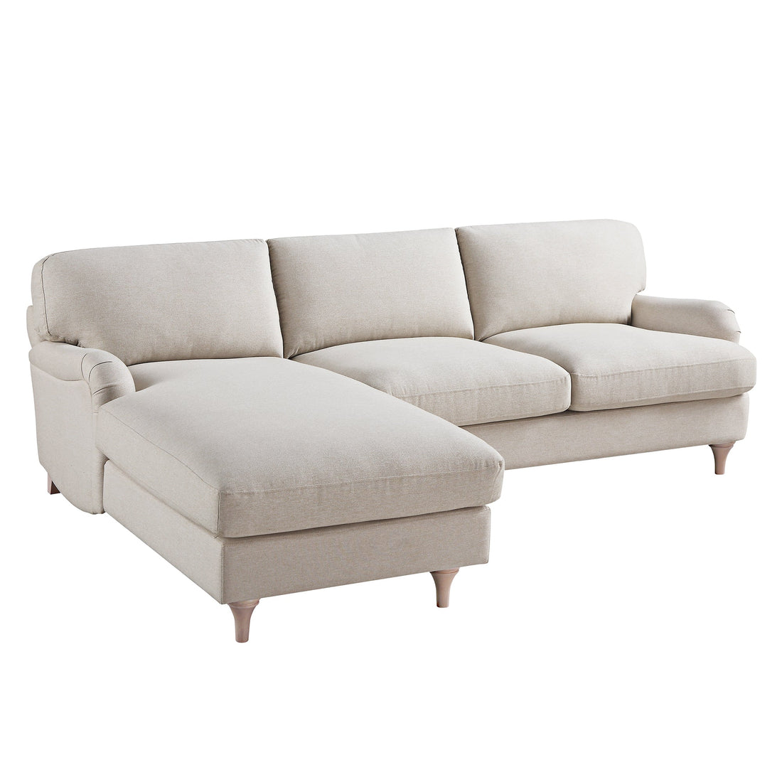 Daphnis Oatmeal Fabric Sofa, Grande Chaise Sofa Left Hand Facing