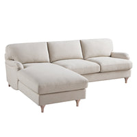 Daphnis Oatmeal Fabric Sofa, Grande Chaise Sofa Left Hand Facing