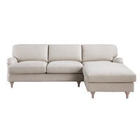 Daphnis Oatmeal Fabric Sofa, Grande Chaise Sofa Right Hand Facing