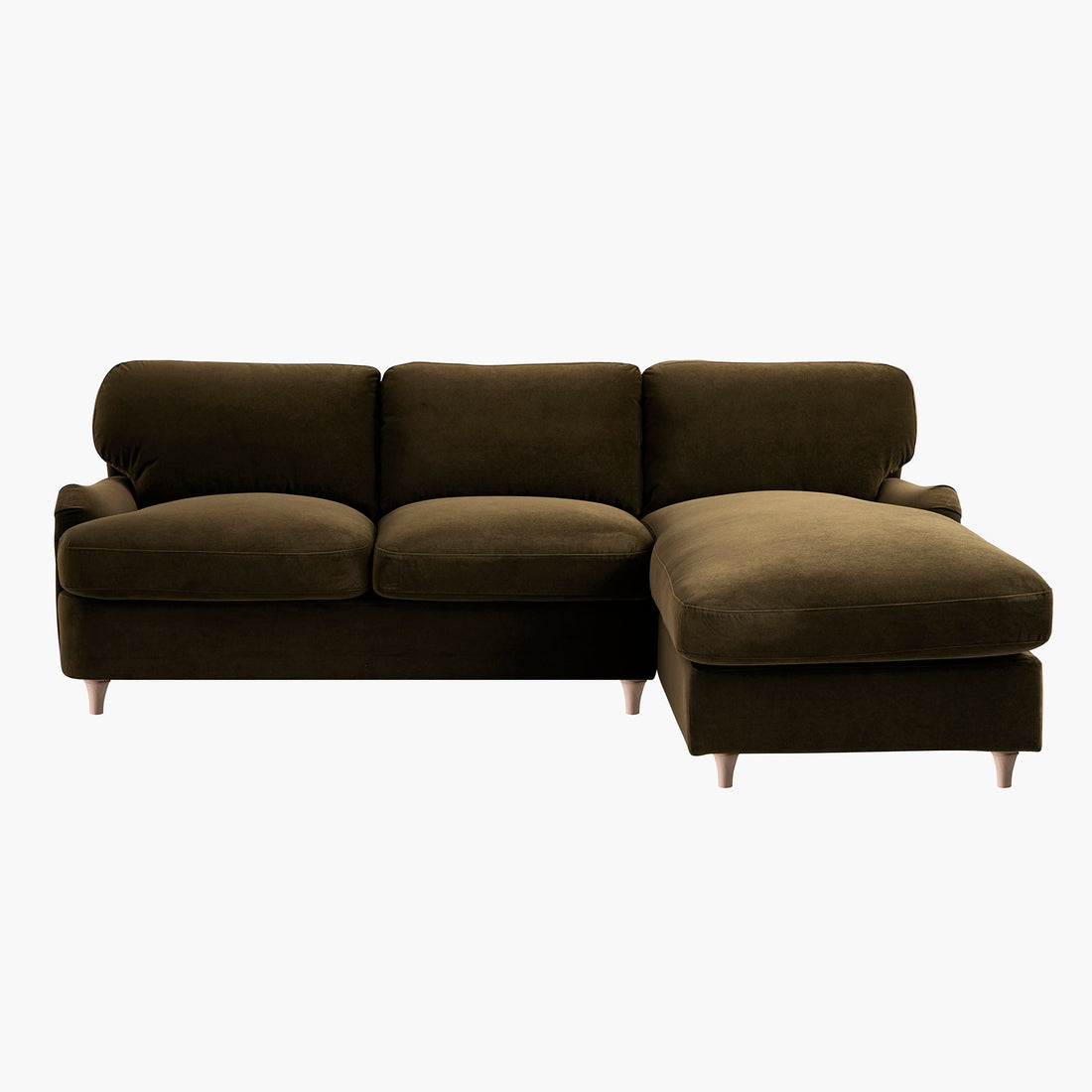 Daphnis Seaweed Velvet Sofa, Grande Chaise Right Hand Facing