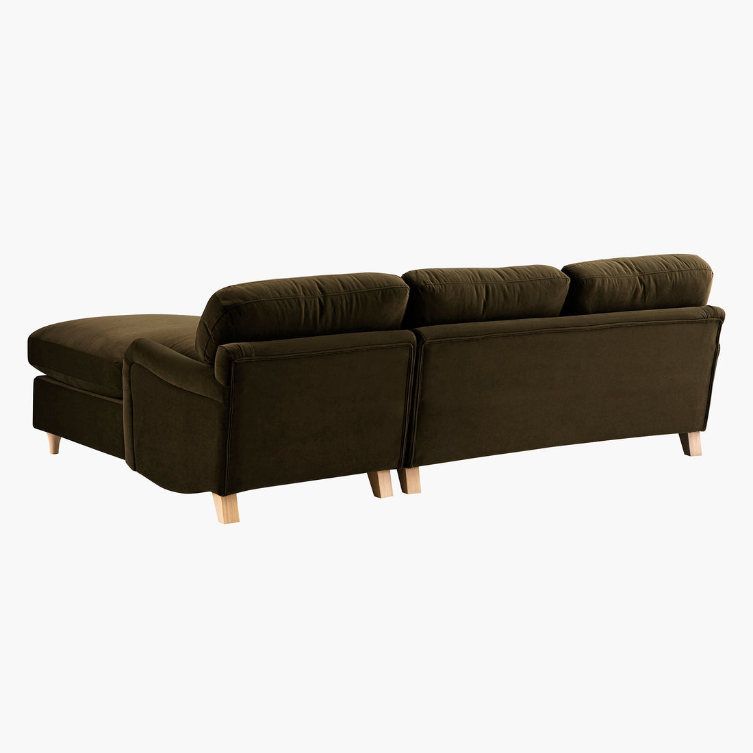 Daphnis Seaweed Velvet Sofa, Grande Chaise Right Hand Facing